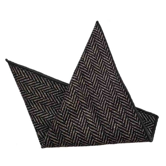 Gascoigne Wool + Cashmere Herringbone Pocket Square Gray Men's - Picture 1 of 2